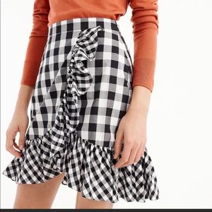 Jcrew Ruffle Gingham Skirt